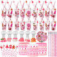 Seenelling 24 Set Pink Christmas Stationery Party Favors for Students Xmas Gift Cups Filler with Keychain Pencil Straw Silicone 
