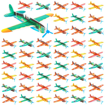 LUCKJOY 48 Pcs Airplane Toy, 8 inch Foam Airplanes for Kids,Paper Airplane Kit for Toddlers 3-5, Glider Toy Planes for Kids,Part