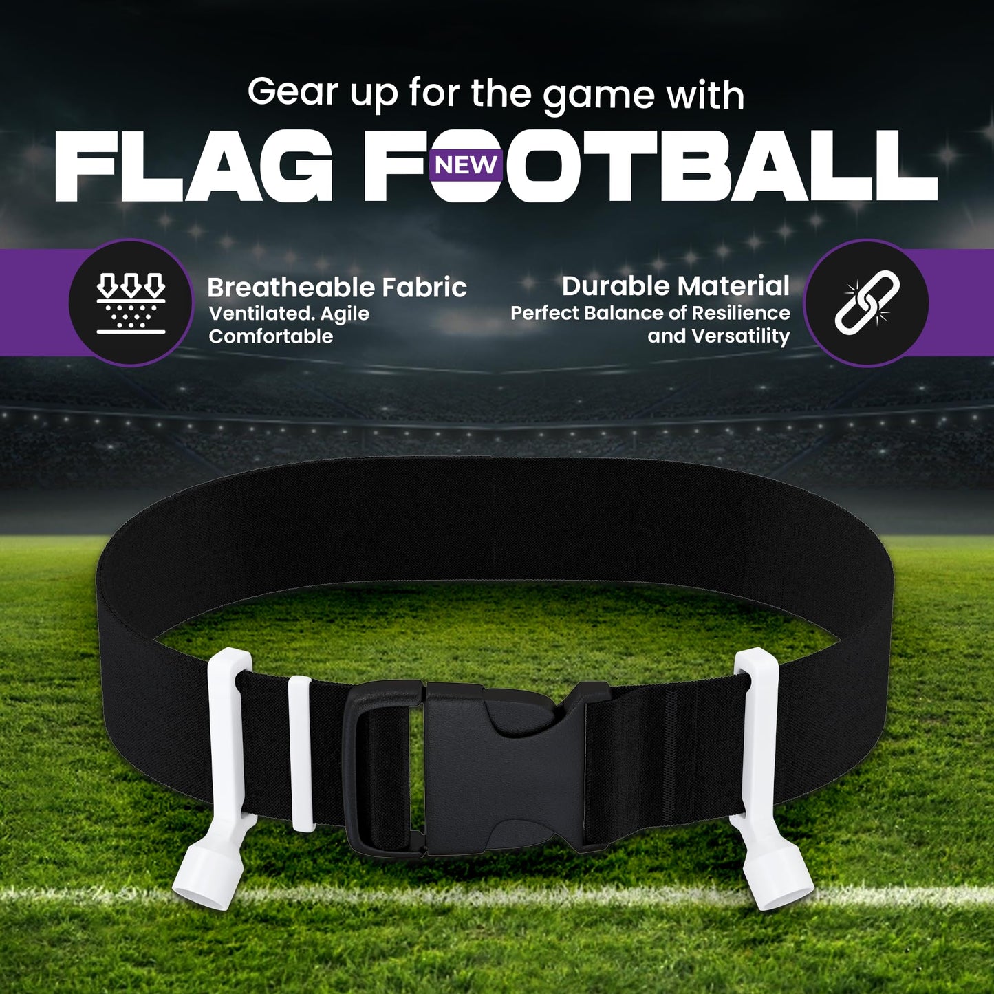 Gameday 6 Player Pop Flag Football Set-Complete w/Flags, Belts and carry Backpack (Purple)