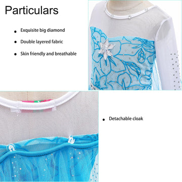 Familycrazy Princess Costume Princess Dresses For Girls Dress Up Fancy Halloween Christmas For Toddler, 6-7 Years, Blue