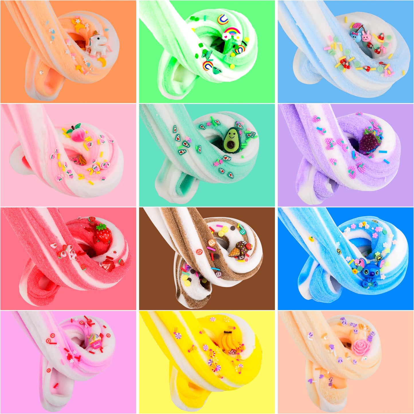 12 Pack Cloud Slime Kit Two-Toned Fidget Toy, Educational Slime Toys, Birthday Gifts Prize Party Favors For Girl Boys Kids 6 7 8
