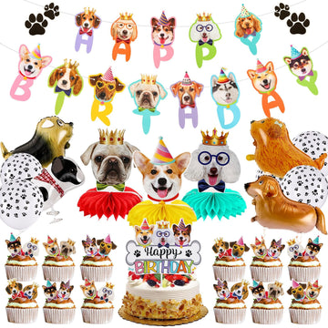 39 Pcs Dog Birthday Decorations Dog Birthday Party Supplies Puppy Party Favors, 2 Pcs Happy Birthday Banner 3 Pcs Birthday Honey