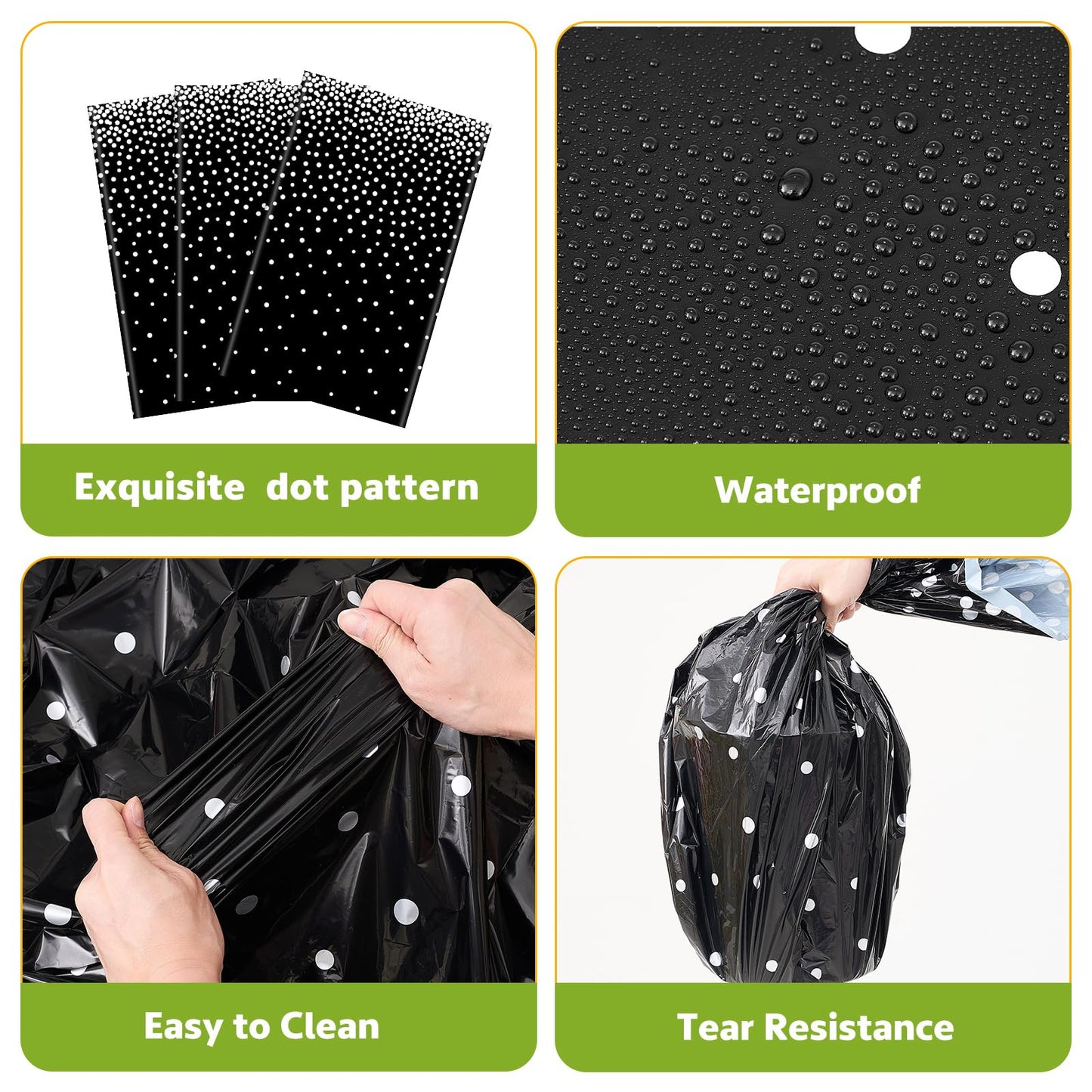 Newwiee 3 Pcs Round Dot Tablecloth 84 Inch Plastic Table Cover Dots Confetti Tablecloths for Halloween Fall Thansgiving Wedding