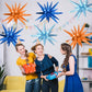 6PCS Star Balloons, 22Inch Blue and Orange Star Balloon Explosion Foil Balloons Cone Spike Balloon for Birthday Graduation Weddi