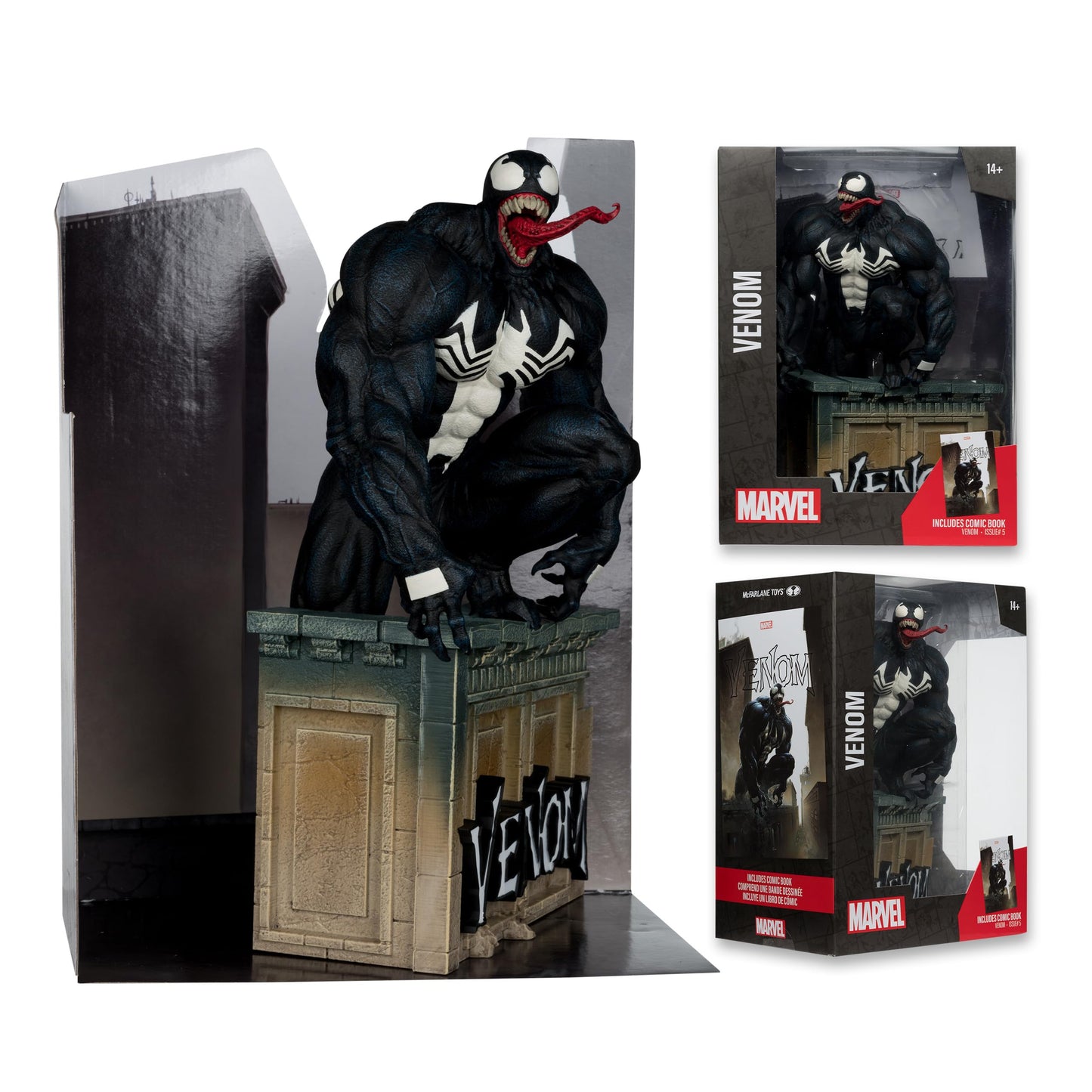 Mcfarlane Toys - Marvel Venom 1:6Th Scale Collectible With Scene & Comic (Venom #5)