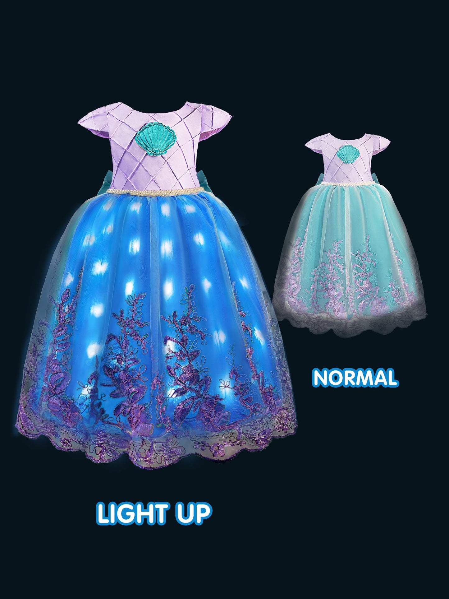 Uporpor Light Up Dress Princess Costume Girls Halloween Outfit For Toddler Christmas Dress For Teens Kids Birthday Party Carnival, 130
