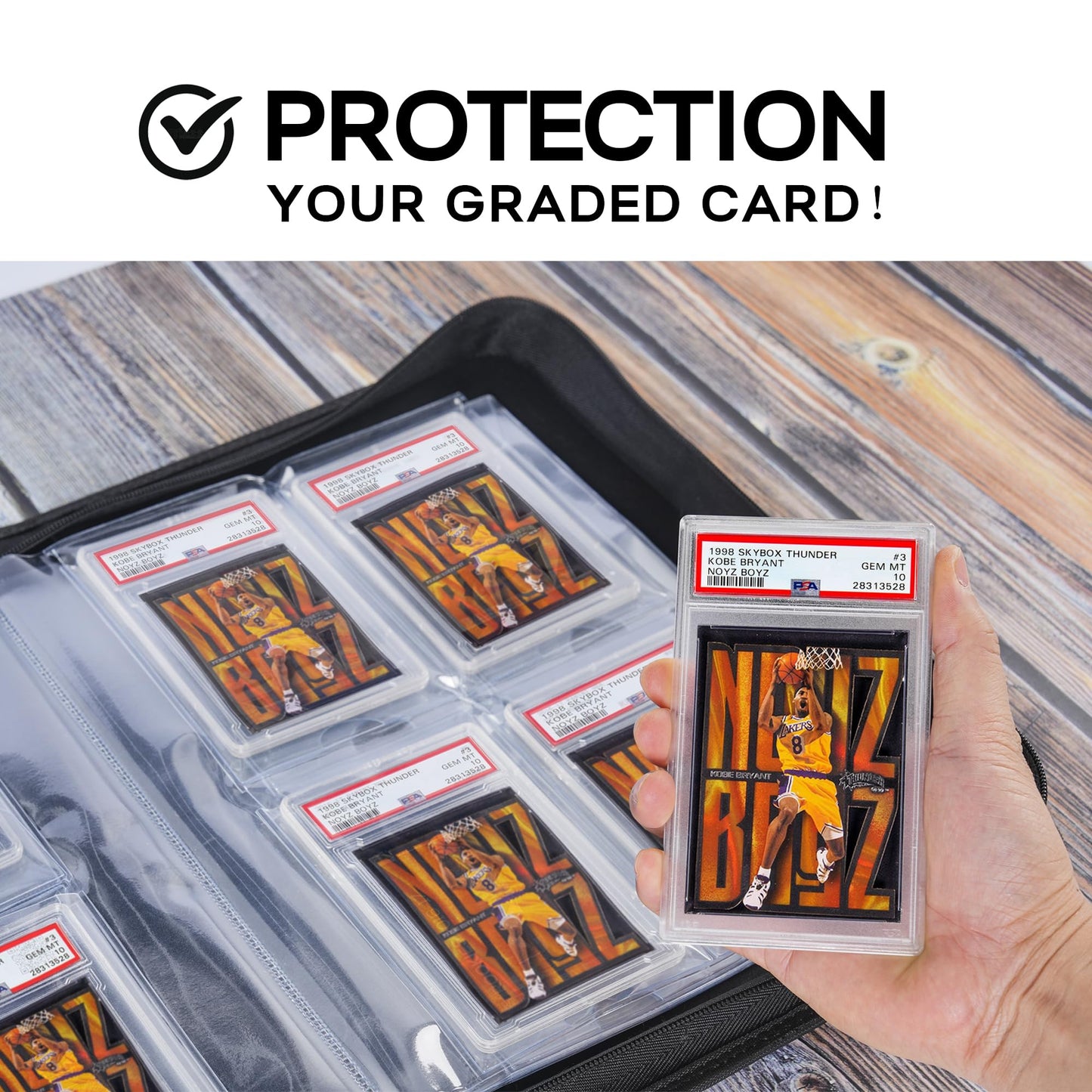 Morabto Graded Card Binder,Holds 40 Graded Cards,4 Pocket Slab Binder For Psa,Premium Graded Card Holder With Sleeves Teal