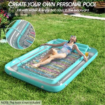 Inflatable Tanning Pool Lounger Float - Jasonwell 4 in 1 Sun Tan Tub Sunbathing Pool Lounge Raft Floatie Toys Water Filled Tanning Bed Mat Pad for mature-themed Blow Up Kiddie Pool Kids Ball Pit Pool (XL)