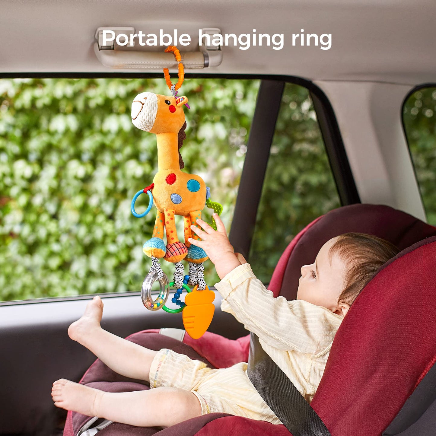 Tumama Giraffe Hanging Rattle Toys, Soft Baby Hanging Toys With Wind Chimes, Stroller Car Seat Crib Plush Animal Activity Toys Gift For Newborn Toddlers 0,3,6,9,12,36 Month
