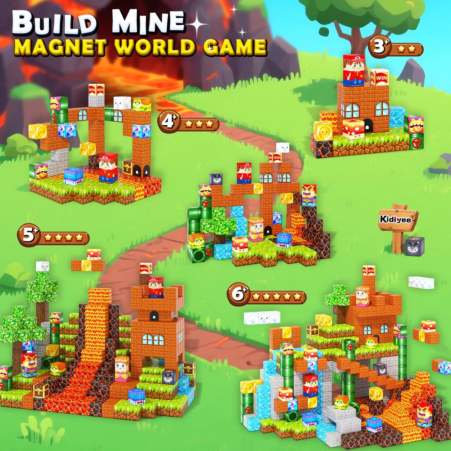 Magnetic Blocks Building Toys  Mine Magnet World Game Set for Kids Ages 4-8 5-7 6-8  STEM Sensory Magnetic Toys for Toddlers  Gift for 3+ Year Old Boys Girls