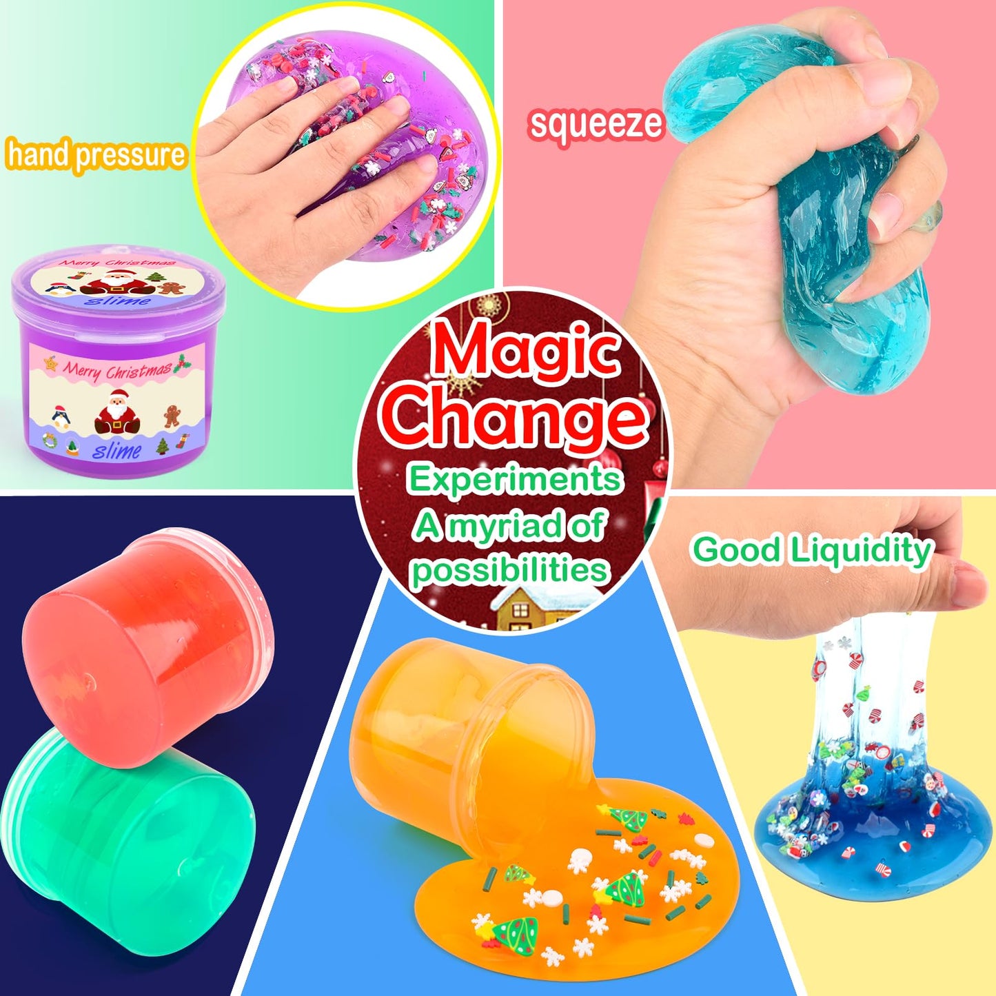 8 Pack Christmas Slime Kit,Funny Jelly Cube Crunchy Slime,Soft & Stretchy,Birthday Gifts For Kids,Christmas Stocking Stuffers,Ch
