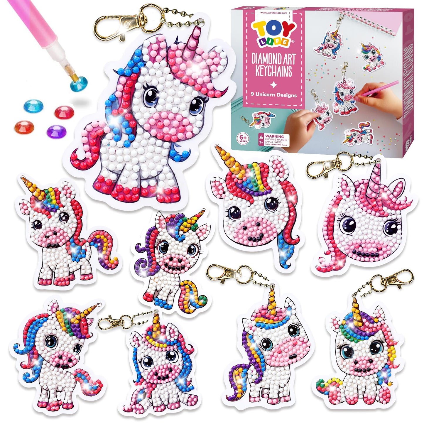 TOY Life Diamond Art Kits for Kids Gem Art Diamond Art for Kids, Unicorn Diamond Painting Kits for Kids 4-8, Gem Art Kits for Ki