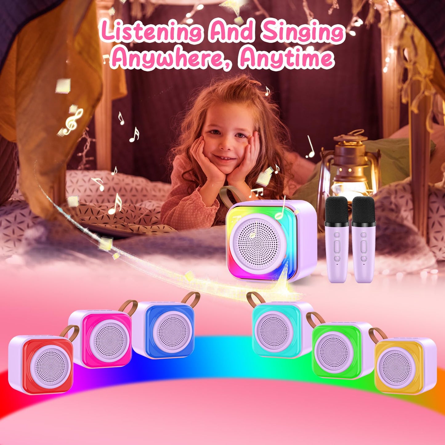 Micqutr Karaoke Machine With 2 Microphones For Kids, Toys Birthday Gifts For Ages 3-12 Years Old Girls Boys, Mini Karaoke Microp