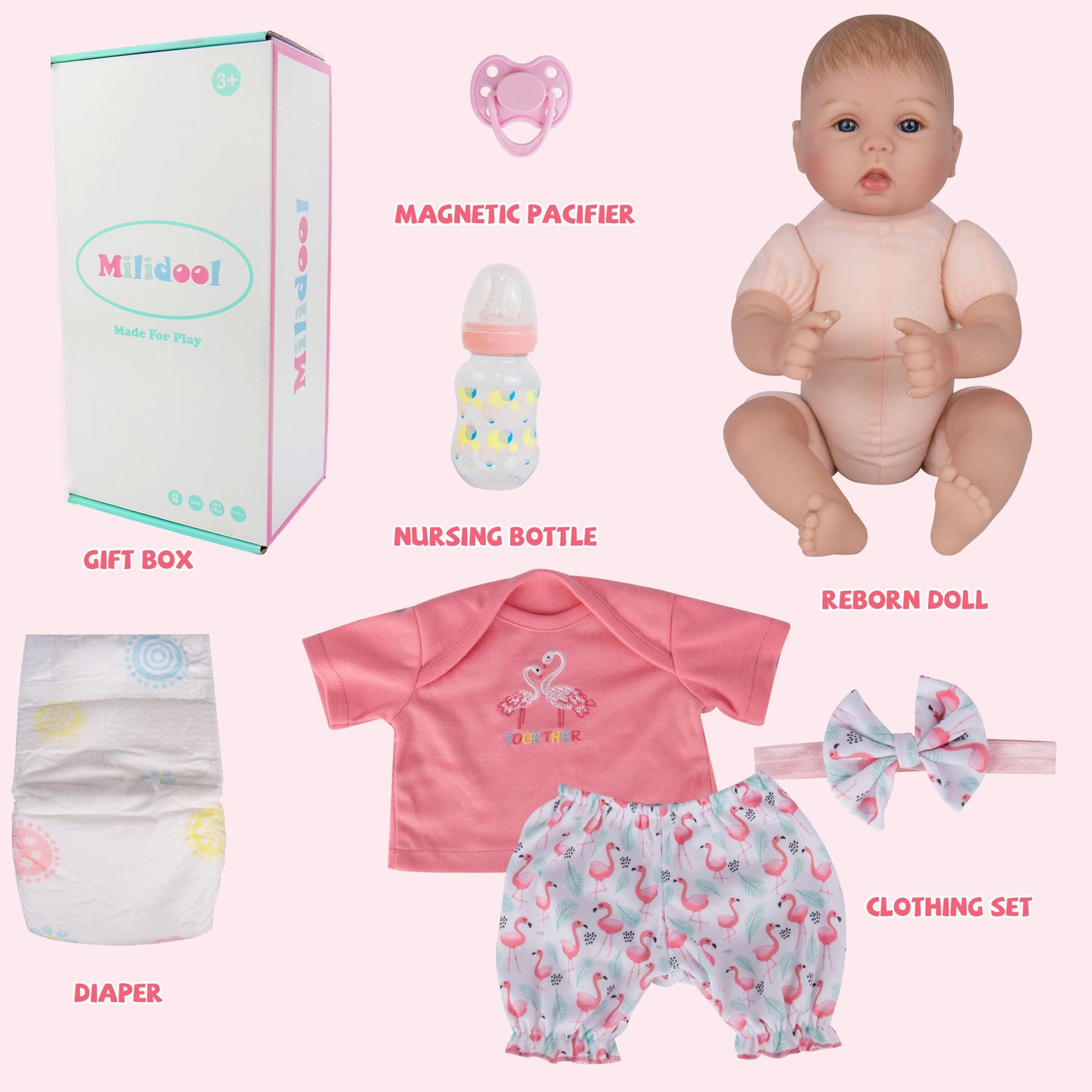 Milidool Realistic Reborn Baby Dolls Girl - Realistic Baby Dolls Girl Real Looking 18 inch Doll with Soft Poseable Body, Lifelik