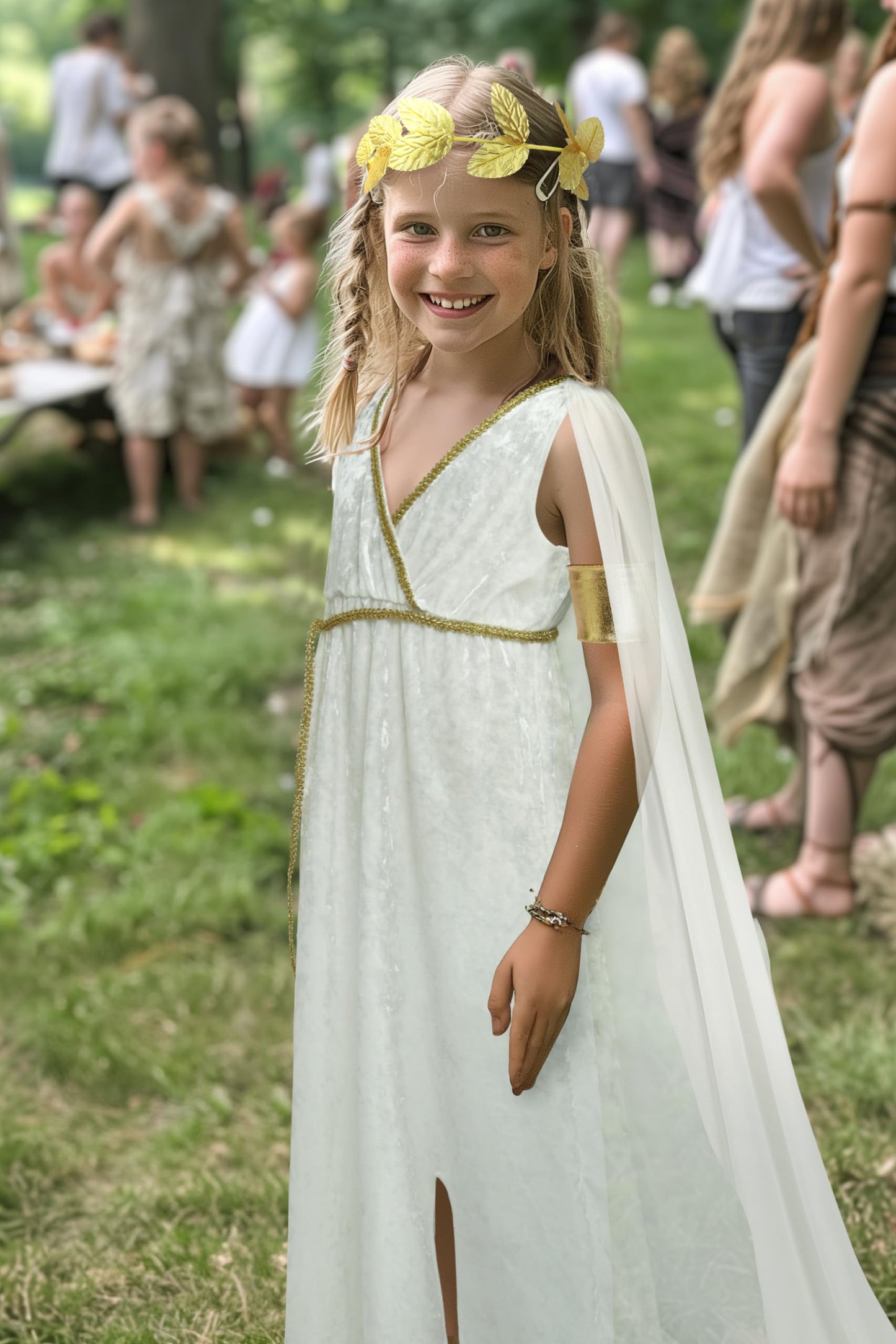 Jegermig Greek Costume Kids Toga Roman Goddess Athena Children Halloween Cosplay Grecian Dress Up Outfit Set