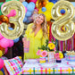Toniful 40 Inch Light Gold Large Numbers Balloon 0-9 Birthday Party Decorations,Foil Mylar Big Number 3 Balloon Digital 3 For Bi