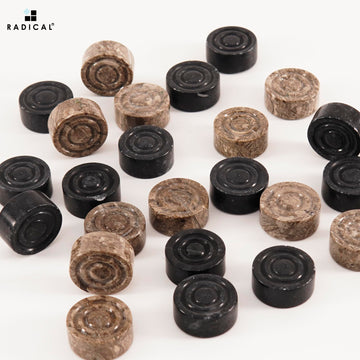 Radicaln Handmade Marble Checker Figures - 1.25'' Black and Oceanic Chess Pieces for Board Games