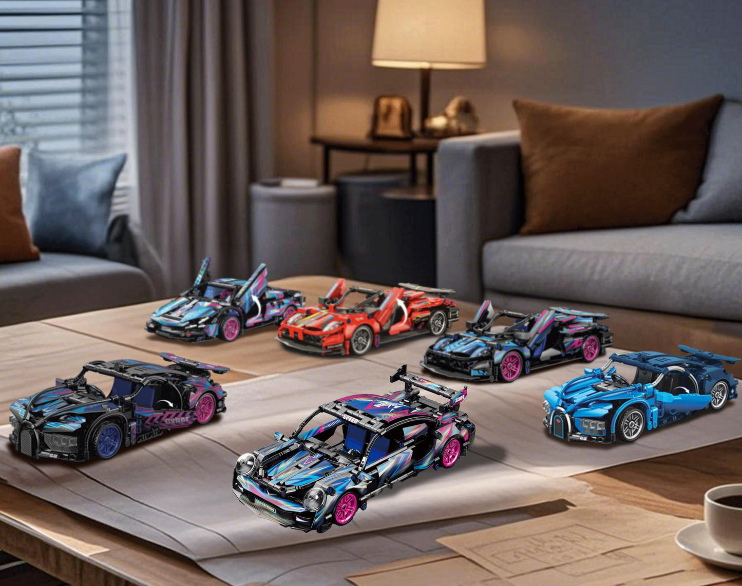 Sosuy Building-Block Race-Car Set  1:18 Technical Model Kit 540 Pcs DIY Pull-Back Cyberpunk Toy for Boy Girl Kid Age 6+ Year  Birthday Gift for Teen mature-themed Display  Speed Super Sports Cars Bricks Icons