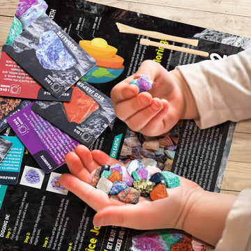 Byncceh Mineral Mining Kit Rock Mining Kit Gem Dig Kit - Dig Up 12 Rock & Mineral Collection Gemstones & Crystals Dig Kit For Kids Gemology Mining Gift Rocks Minerals, Excavation Toys For Boys Girls