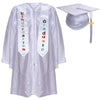 Newrara Kindergarten Graduation Cap and Gown Stole Package for Kids (White, 30)