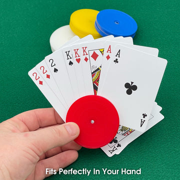 4 Piece Round Card Holders In Red, White, Yellow & Blue, Multi