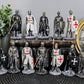 Ebros Gift Set of 12 Medieval Knights of The Cross Crusaders with decorative replica blades Halberds and Shields Figurines Suit of protective covering Miniature European Knight D?cor Sculptures