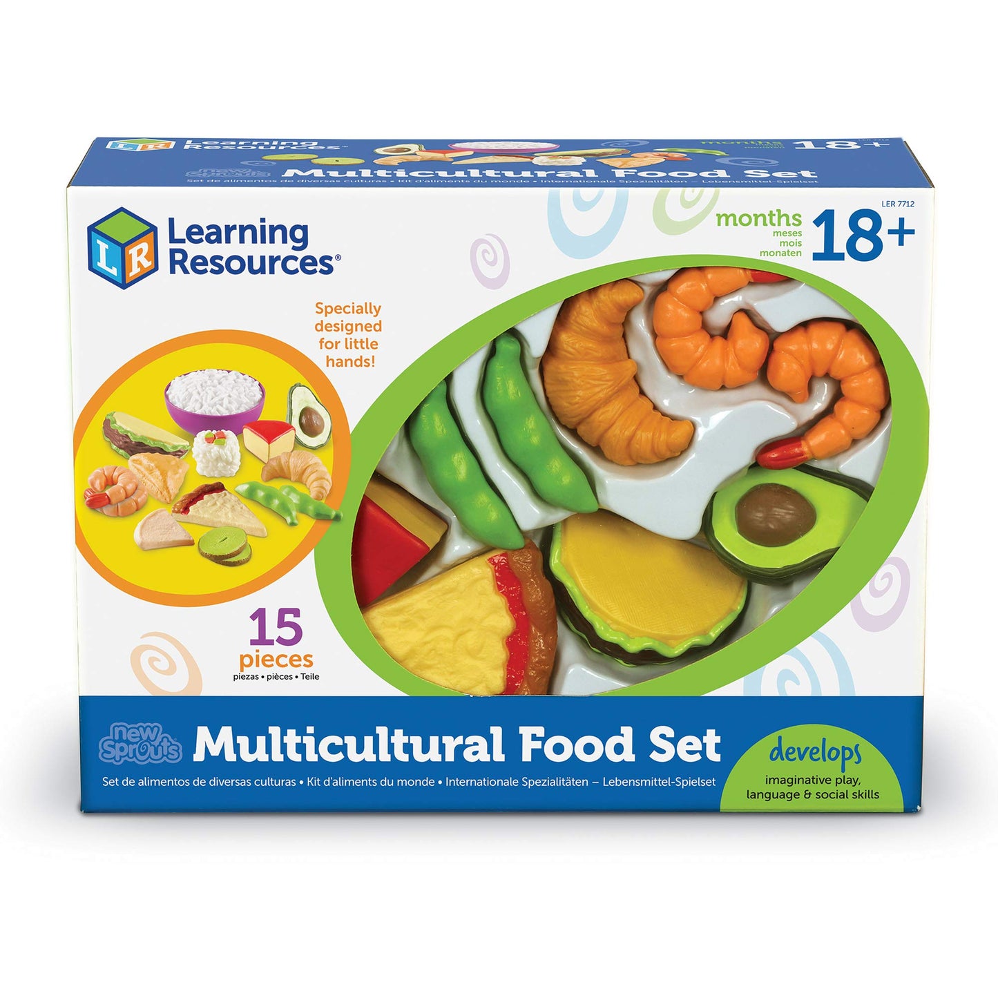 Learning Resources New Sprouts Multicultural Play Food Set - 15 Pieces, Ages 18+ Months Pretend Play Food For Toddlers, Preschoo