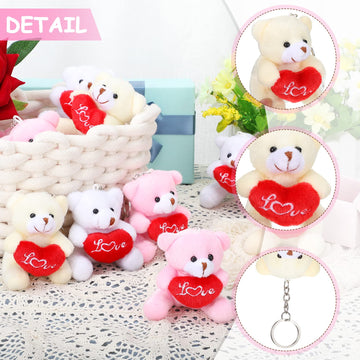 Kasyat 12 Pieces Valentine'S Day Mini Bear Toy 3.5 Inch Plush Stuffed Tiny Bears Keychain With I Love You Heart Animals Plush Fo