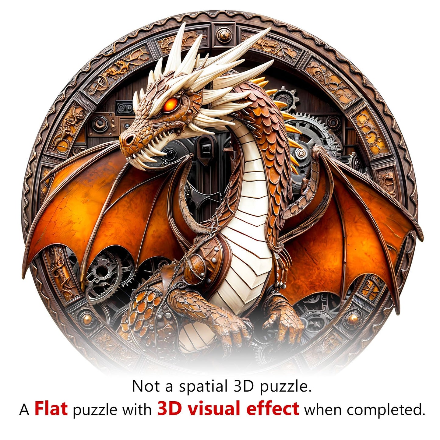 Wooden Puzzles for mature-themeds  Unique Animal Shaped Mechanical Dragon mature-themed Puzzle  3D Vision Wooden Jigsaw Puzzles mature-themed  Challenging Creative Gifts Family Games 8.5 * 8.5in 100pcs