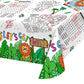 Gatherfun 2 Pack Safari Jungle Theme Kids Coloring Paper Tablecloth, Interactive Activity Table Cover For Boys Birthday Party, S