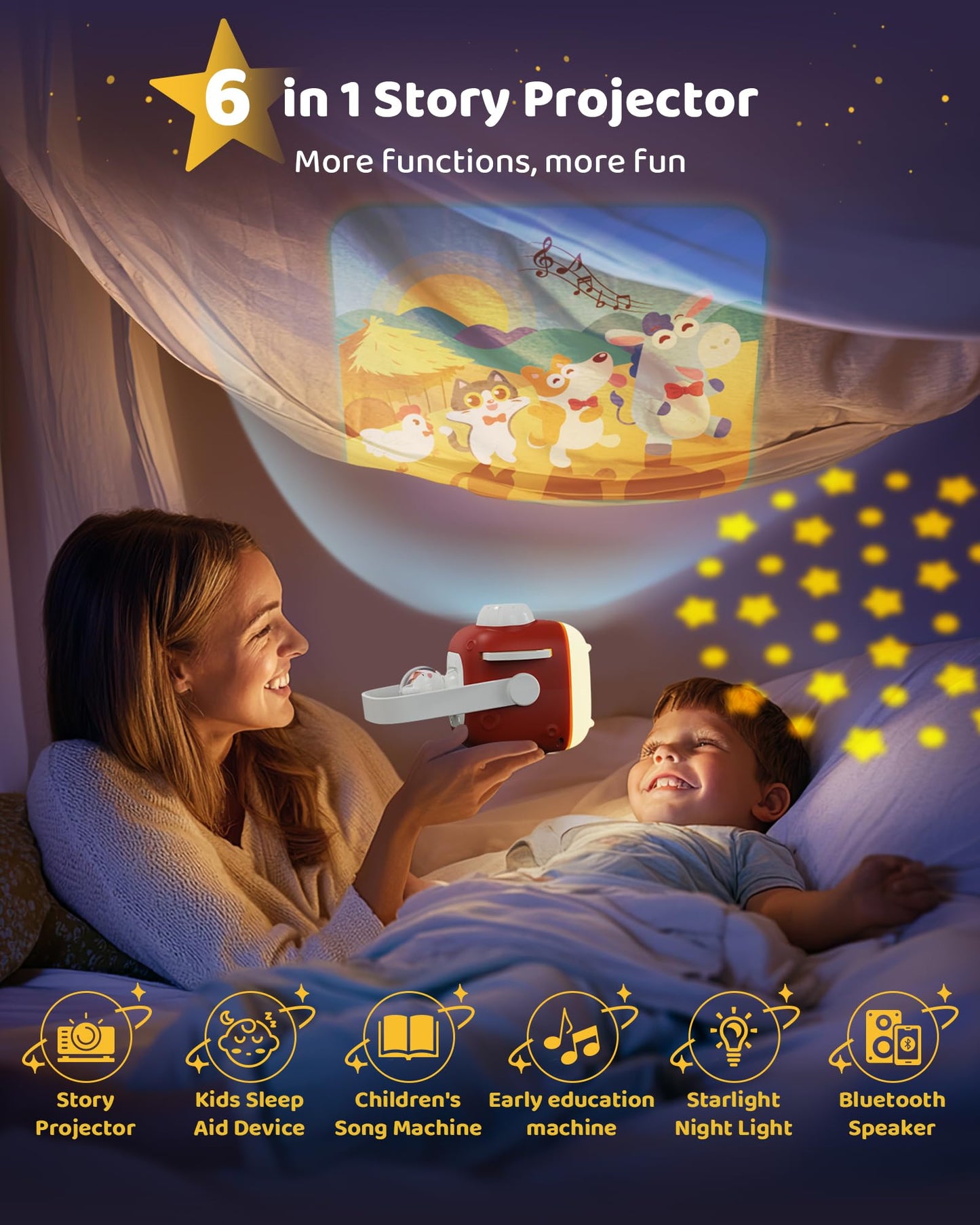 Kokodi Kids Story Projector For Toddlers, Book Projector With Educational Cards Toys For Boys Girls 1-6 Years Old, Story Telling Toys For Kids With Nightlight, Birthday Gifts For Kids