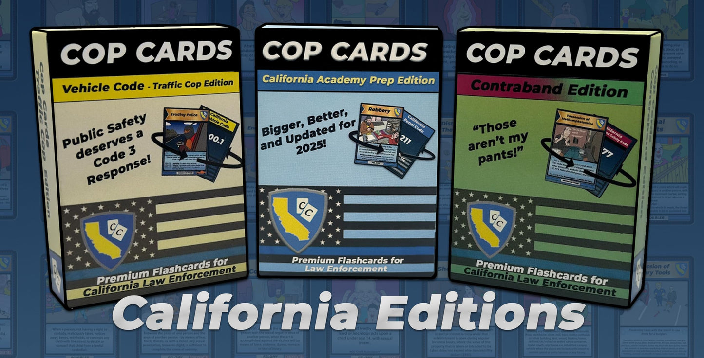 Cop Cards Premium Flashcards - California Academy Prep Edition for Law Enforcement, Multi-Color Learning Aid or Police Gift