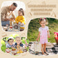 Lehoo Castle Play Food Sets for Kids Kitchen, Wooden Toys Food for Toddlers 1-3, Pretend Picnic Play Set, Cutting Food Toys, Gif
