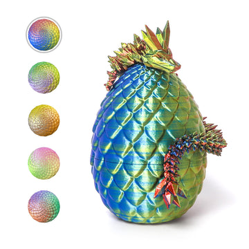 Flavery 3D Printed Dragon In Egg - Flexible Crystal Dragon Inside, Colorful Fidget Toy, Birthday Gift, Desk Pet Figure, Easter B