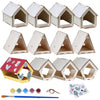 Neliblu Bird Houses to Paint for Kids - Wooden - 12 Pc, Plywood, Durable Material, Educational Fun, Complete Set, Child-Safe, Bu