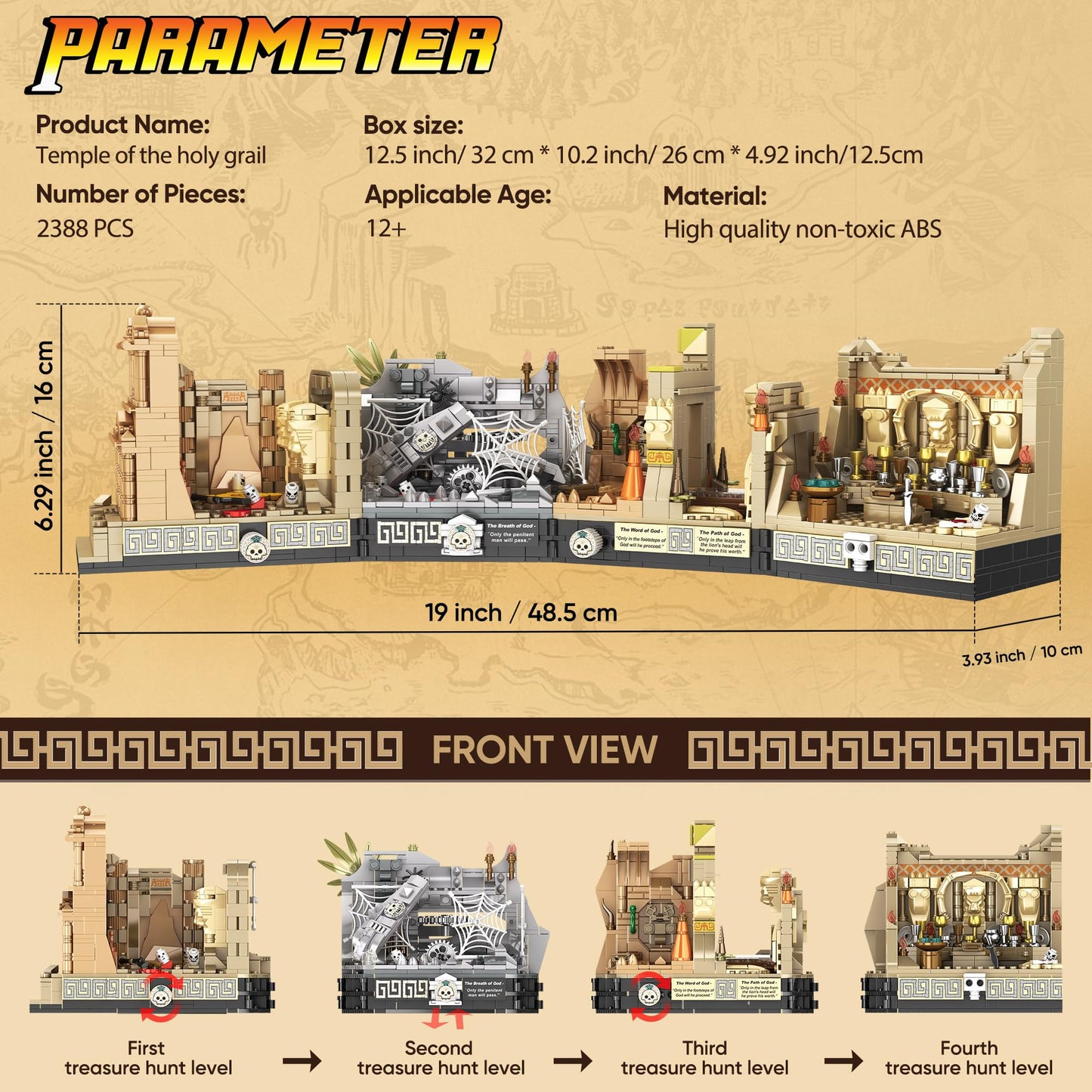 Qeinie Temple Building Set For Adults, Temple Of Golden Idol 5-In-1 Construction Building Toys, Classic Movie Scene Building Blo