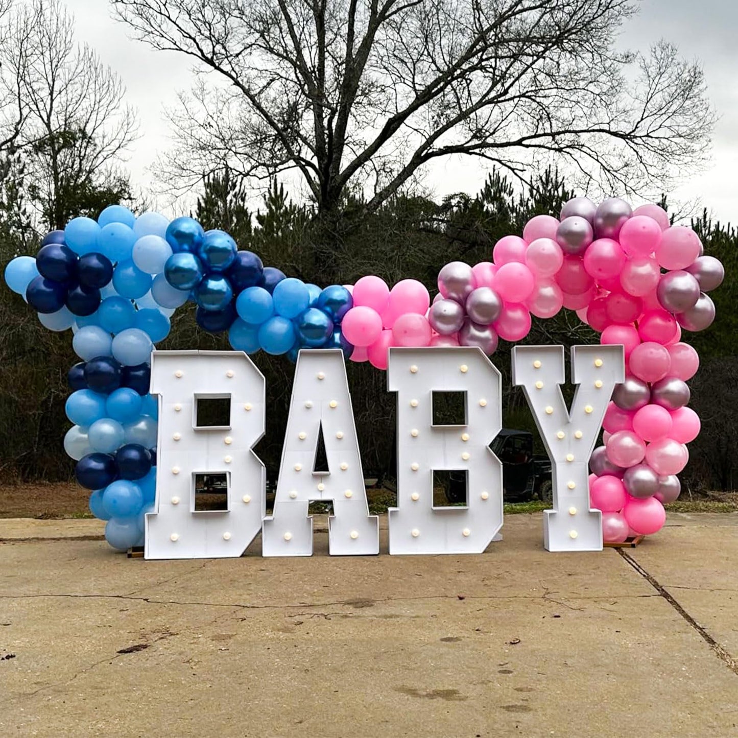 Pink Blue Balloon Arch Garland Kit, 152Pcs 18/10/5 Inch Gender Reveal Balloons, Metallic Blue Pink Mixed Party Balloons Pearl Bl