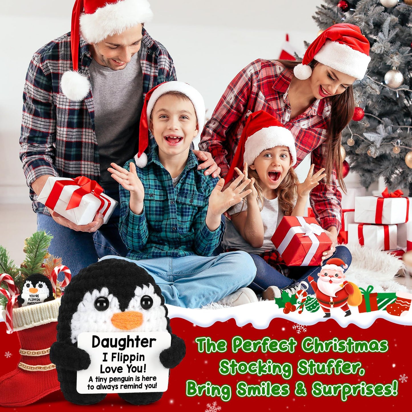 Daughter Gifts from Mom Dad  Mini Handmade Crochet Penguin Christmas Birthday Gift for Daughter Teens  Funny I Love You Emotional Gifts for Year Old Girl Kid Daughter mature-themed Teen Christmas Stuffers