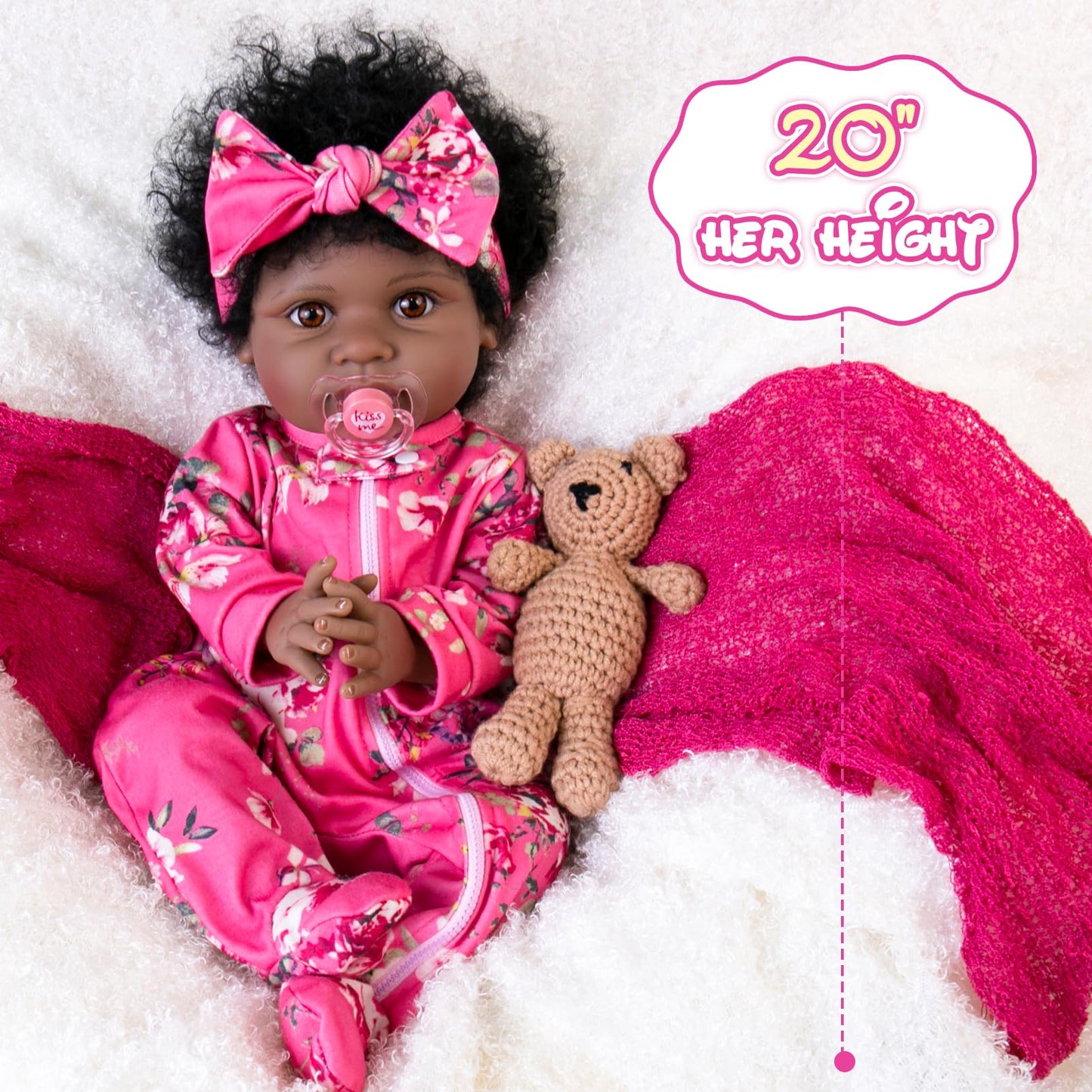 Aori Reborn Baby Girl Dolls Black - 22 Inches Lifelike Black Amercican Doll With Realistic Details, Gift For Kids 3+, Grandparen