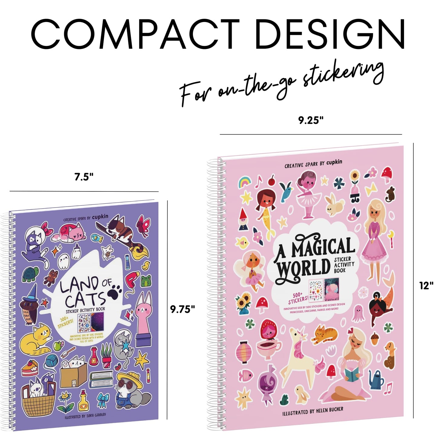 Land Of Cats Sticker + Coloring Book (300+ Cat Stickers For Kids & 8 Scenes) By Cupkin - Side By Side Activity Book Design - Cat