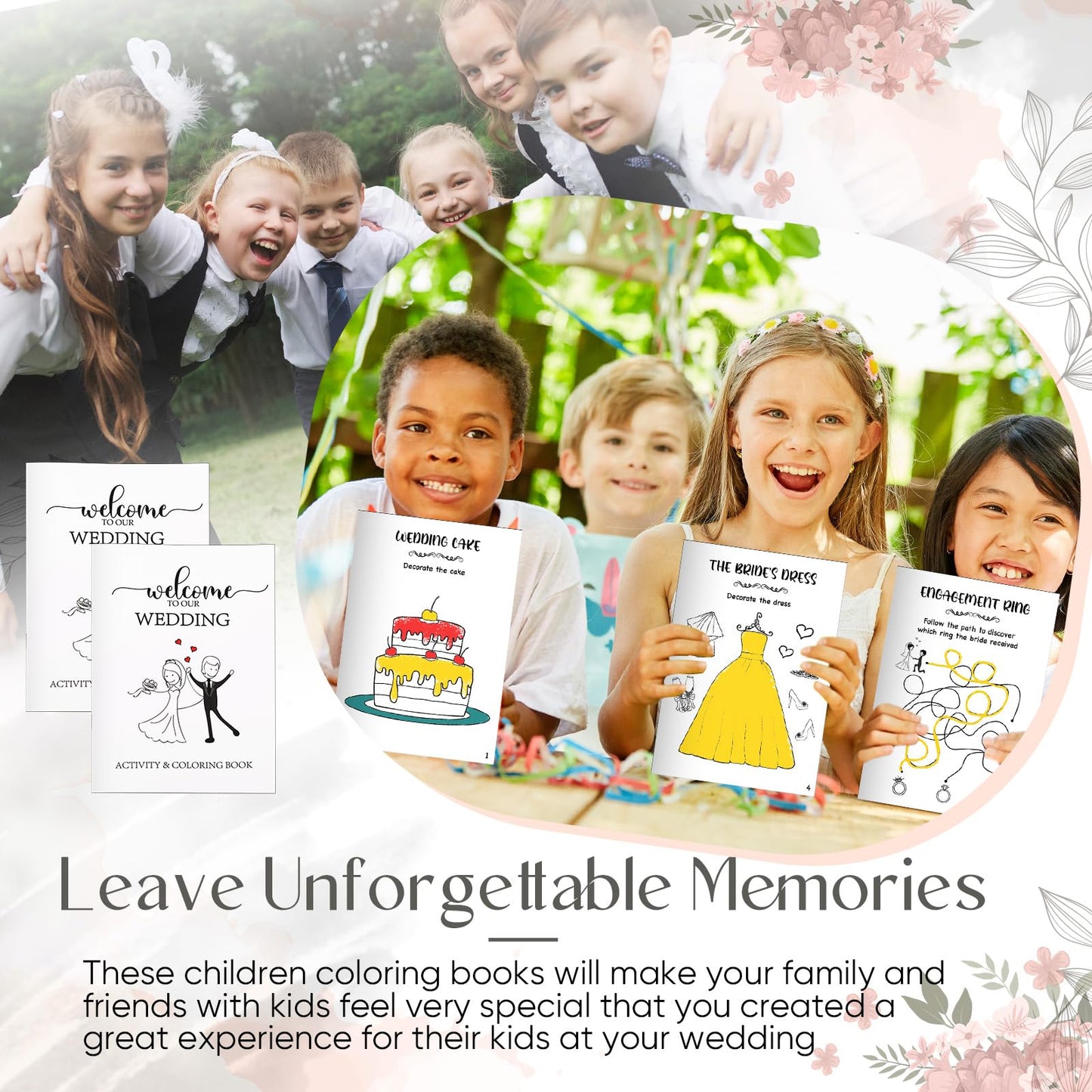 Fullhawl 40 Pcs Wedding Activity Set for Kids Include 20 Wedding Coloring Books 20 Crayons Wedding Gifts Kids Table Activities G