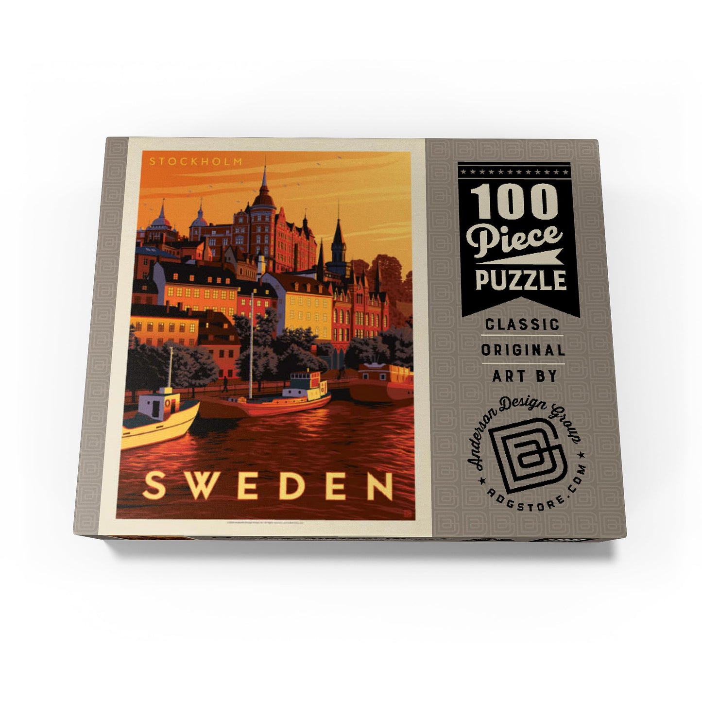 MyPuzzle Sweden: Stockholm  Vintage Poster - enhanced 100 Piece Jigsaw Puzzle for mature-themeds