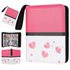 FootJKYX Collectible Trading Card Albums 4 Pocket Card Binder  400 Double Sided Pocket PU enhanced Zip Trading Collection Binderwith 50 Removable Sleeves  Card Folder forTCG  Sports Cards (Pink White)