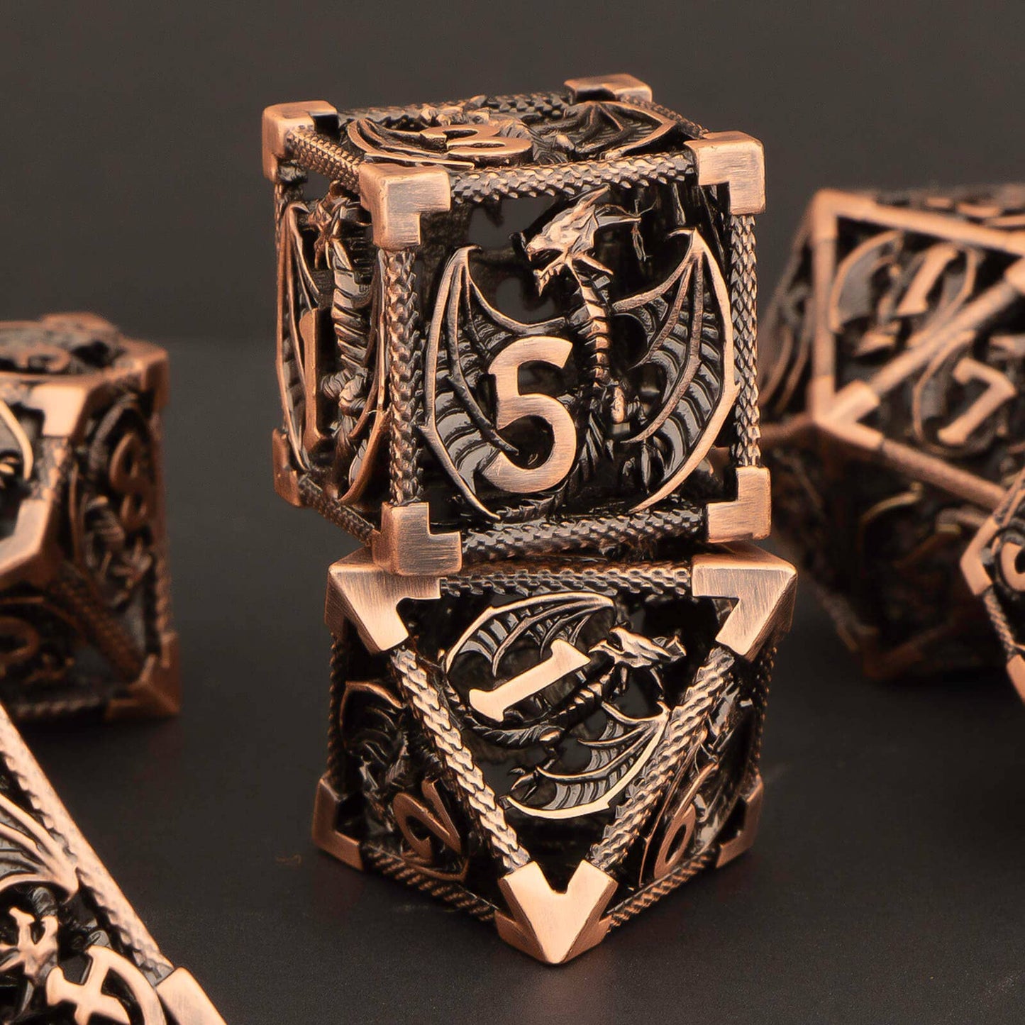 KERWELLSI Hollow DND Dice Set D&D with Gifts Box, 7pcs Polyhedral Metal D and D Dice for Role Playing Game, Dungeon Dragon Dice