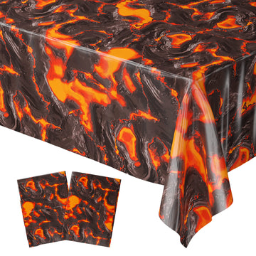 Blue Orchards Lava Table Covers (Pack Of 3) - 54'X108' Xl - Luau Party Supplies, Volcano Birthday, Lava Floor Game, Lava Theme Party, Lava Table Cloth, Hot Lava Game, Dinosaur Party, Lava Backdrop