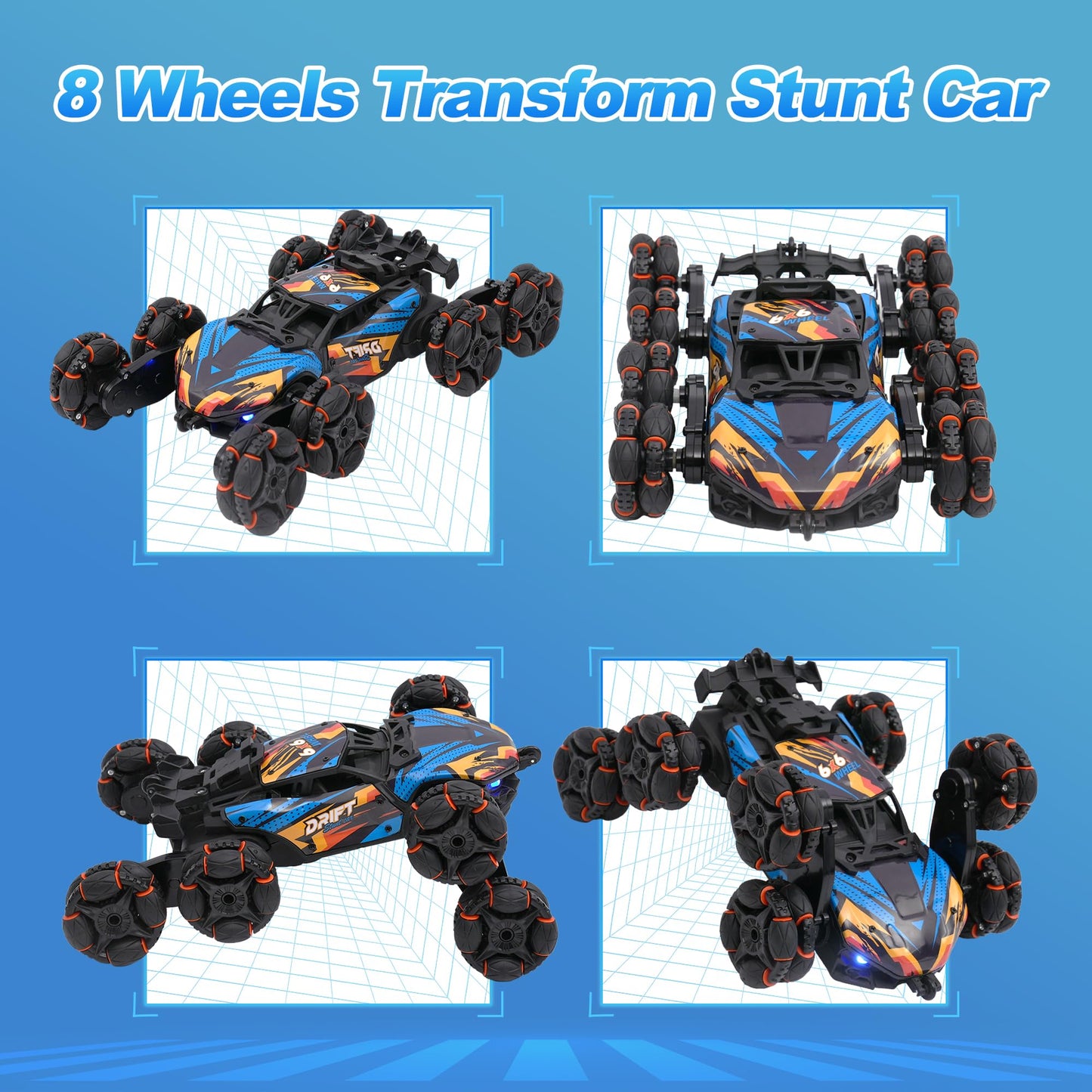 RC Stunt Car for Kids, 8Wd Gesture Sensing Stunt Rc Cars Toys for Boys Age 8-13, 2.4Ghz Hand Remote Control Car with Lights Musi