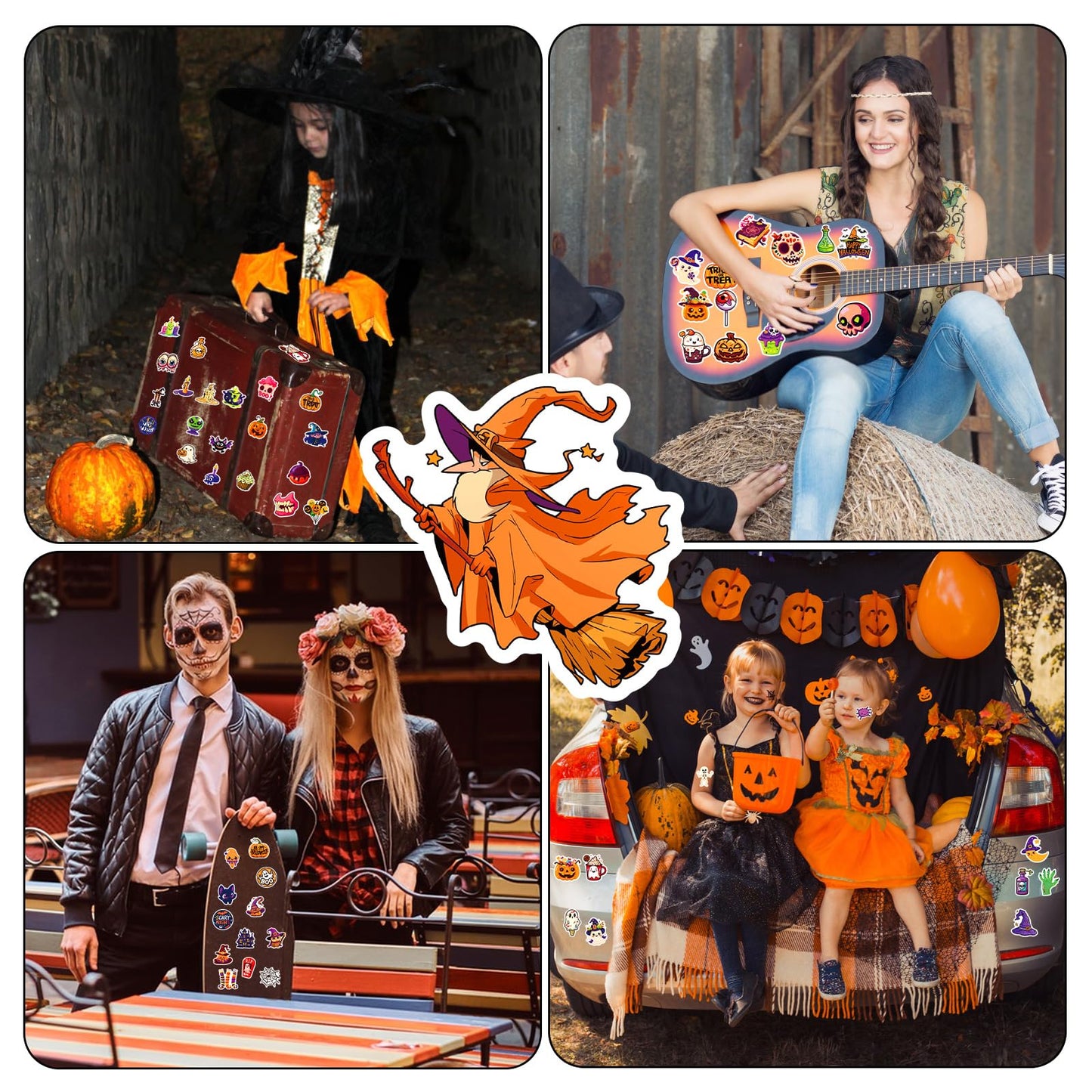 Xzentira, 100 Pcs Halloween Stickers For Kids Teens Adults, Halloween Cartoon Pumpkin Themed Stickers, Vinyl Waterproof Holiday