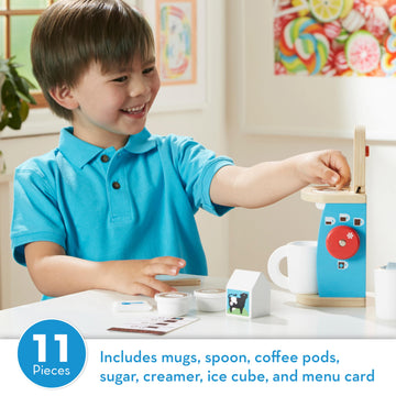 Melissa & Doug Brew And Serve Wooden Coffee Maker Set - Play Kitchen Accessories (12 -Pieces)