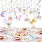 klmars 30 Ct Unicorn Hanging Swirl Decorations-Unicorn Party Decorations-Unicorn Birthday Party Supplies