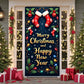 Large Christmas Door Cover Merry Christmas and Happy New Year Door Banner with Red Stockings and String Lights Party Holiday Por
